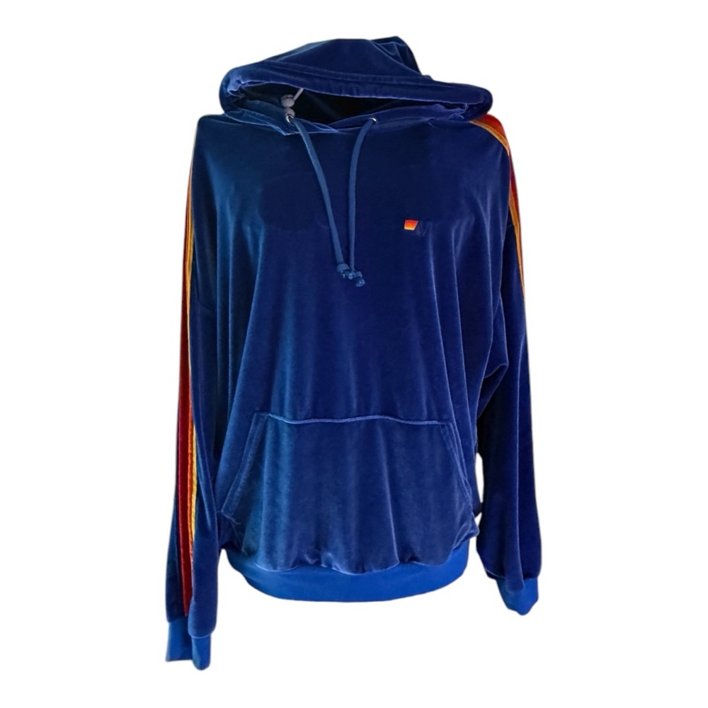 Aviator Nation Classic Velvet Relaxed Pullover Vintage Blue Large Unisex